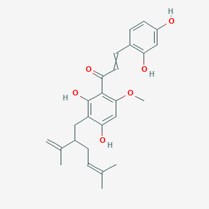 molecular formula C26H30O6 B12428010 1-{2,4-Dihydroxy-6-methoxy-3-[5-methyl-2-(prop-1-en-2-yl)hex-4-en-1-yl]phenyl}-3-(2,4-dihydroxyphenyl)prop-2-en-1-one 