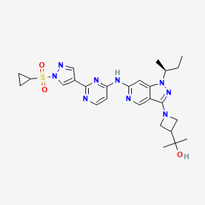 molecular formula C26H33N9O3S B12428071 2-[1-[1-[(2~{s})-Butan-2-Yl]-6-[[2-(1-Cyclopropylsulfonylpyrazol-4-Yl)pyrimidin-4-Yl]amino]pyrazolo[4,3-C]pyridin-3-Yl]azetidin-3-Yl]propan-2-Ol 