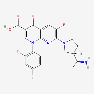 molecular formula C21H19F3N4O3 B1242813 7-[(3R)-3-[(1S)-1-aminoethyl]pyrrolidin-1-yl]-1-(2,4-difluorophenyl)-6-fluoro-4-oxo-1,8-naphthyridine-3-carboxylic acid 