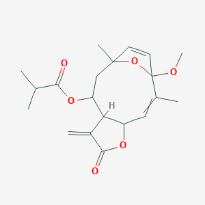 molecular formula C20H26O6 B12428150 (1-Methoxy-2,11-dimethyl-7-methylidene-6-oxo-5,14-dioxatricyclo[9.2.1.04,8]tetradeca-2,12-dien-9-yl) 2-methylpropanoate 