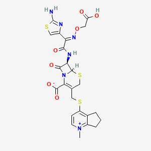 (6R,7R)-7-[[(2E)-2-(2-Amino-1,3-thiazol-4-yl)-2-(carboxymethoxyimino)acetyl]amino]-3-[(1-methyl-6,7-dihydro-5H-cyclopenta[b]pyridin-1-ium-4-yl)sulfanylmethyl]-8-oxo-5-thia-1-azabicyclo[4.2.0]oct-2-ene-2-carboxylate
