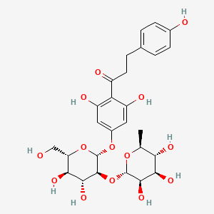 molecular formula C27H34O14 B12428316 1-[4-[(2R,3S,4R,5R,6S)-4,5-dihydroxy-6-(hydroxymethyl)-3-[(2S,3R,4R,5R,6S)-3,4,5-trihydroxy-6-methyloxan-2-yl]oxyoxan-2-yl]oxy-2,6-dihydroxyphenyl]-3-(4-hydroxyphenyl)propan-1-one 