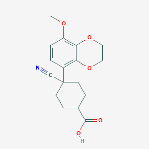 molecular formula C17H19NO5 B1242843 4-Cyano-4-(5-methoxy-2,3-dihydro-1,4-benzodioxin-8-yl)cyclohexane-1-carboxylic acid 
