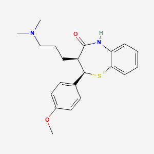 molecular formula C21H26N2O2S B1242845 (2R,3S)-3-[3-(dimethylamino)propyl]-2-(4-methoxyphenyl)-3,5-dihydro-2H-1,5-benzothiazepin-4-one 