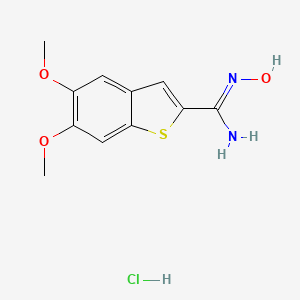 molecular formula C11H13ClN2O3S B1242863 盐酸 N'-羟基-5,6-二甲氧基苯并[b]噻吩-2-甲酰亚胺胺 CAS No. 101041-95-6
