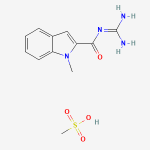 molecular formula C12H16N4O4S B1242872 N-(diaminomethylidene)-1-methylindole-2-carboxamide;methanesulfonic acid 