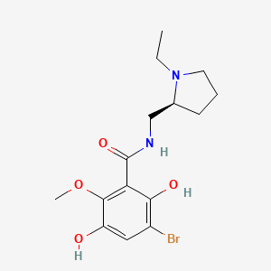 molecular formula C15H21BrN2O4 B1242879 3-Bromo-N-(1-ethyl-pyrrolidin-2-ylmethyl)-2,5-dihydroxy-6-methoxy-benzamide 