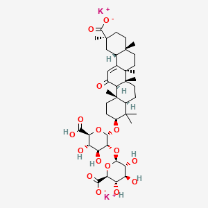 dipotassium;(2S,3S,4S,5R,6R)-6-[(2S,3R,4S,5S,6S)-2-[[(3S,4aR,6aR,6bS,8aS,11S,12aR,14aR,14bS)-11-carboxylato-4,4,6a,6b,8a,11,14b-heptamethyl-14-oxo-2,3,4a,5,6,7,8,9,10,12,12a,14a-dodecahydro-1H-picen-3-yl]oxy]-6-carboxy-4,5-dihydroxyoxan-3-yl]oxy-3,4,5-trihydroxyoxane-2-carboxylate