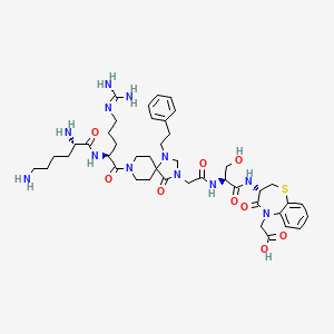 2-[(3S)-3-[[(2S)-2-[[2-[8-[(2S)-2-[[(2S)-2,6-diaminohexanoyl]amino]-5-(diaminomethylideneamino)pentanoyl]-4-oxo-1-(2-phenylethyl)-1,3,8-triazaspiro[4.5]decan-3-yl]acetyl]amino]-3-hydroxypropanoyl]amino]-4-oxo-2,3-dihydro-1,5-benzothiazepin-5-yl]acetic acid
