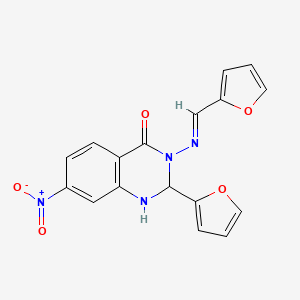2-(2-furyl)-3-{[(1E)-2-furylmethylene]amino}-7-nitro-2,3-dihydroquinazolin-4(1H)-one