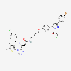 N-[4-[4-[5-(4-bromophenyl)-2-(2-chloroacetyl)-3,4-dihydropyrazol-3-yl]phenoxy]butyl]-2-[(9S)-7-(4-chlorophenyl)-4,5,13-trimethyl-3-thia-1,8,11,12-tetrazatricyclo[8.3.0.02,6]trideca-2(6),4,7,10,12-pentaen-9-yl]acetamide