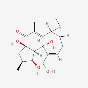 molecular formula C20H30O5 B12429562 (1R,3E,5R,7S,9Z,11S,12S,13S,14S)-1,11,13-trihydroxy-10-(hydroxymethyl)-3,6,6,14-tetramethyltricyclo[10.3.0.05,7]pentadeca-3,9-dien-2-one 