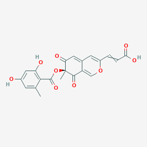 molecular formula C21H16O9 B12429643 3-[(7S)-7-(2,4-dihydroxy-6-methylbenzoyl)oxy-7-methyl-6,8-dioxoisochromen-3-yl]prop-2-enoic acid 