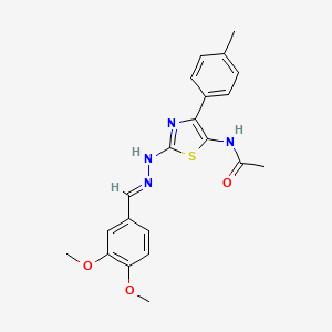 molecular formula C21H22N4O3S B1242978 N-{2-[(2E)-2-(3,4-dimethoxybenzylidene)hydrazinyl]-4-(4-methylphenyl)-1,3-thiazol-5-yl}acetamide 