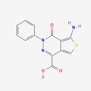 molecular formula C13H9N3O3S B1242982 5-Amino-4-oxo-3-phenyl-1-thieno[3,4-d]pyridazinecarboxylic acid 