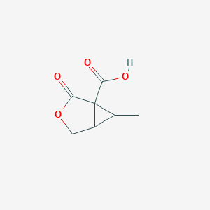 molecular formula C7H8O4 B124299 6-Methyl-2-oxo-3-oxabicyclo[3.1.0]hexane-1-carboxylic acid CAS No. 146400-14-8
