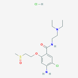 molecular formula C16H27Cl2N3O3S B1242990 Benzamide, 4-amino-5-chloro-N-(2-(diethylamino)ethyl)-2-(2-(methylsulfinyl)ethoxy)-, hydrochloride (1:1) CAS No. 125557-35-9
