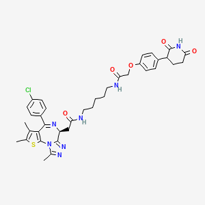 2-[(9S)-7-(4-chlorophenyl)-4,5,13-trimethyl-3-thia-1,8,11,12-tetrazatricyclo[8.3.0.02,6]trideca-2(6),4,7,10,12-pentaen-9-yl]-N-[5-[[2-[4-(2,6-dioxopiperidin-3-yl)phenoxy]acetyl]amino]pentyl]acetamide