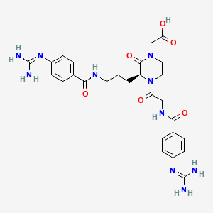 molecular formula C27H34N10O6 B1243020 2-[(3S)-4-[2-[[4-(diaminomethylideneamino)benzoyl]amino]acetyl]-3-[3-[[4-(diaminomethylideneamino)benzoyl]amino]propyl]-2-oxopiperazin-1-yl]acetic acid 