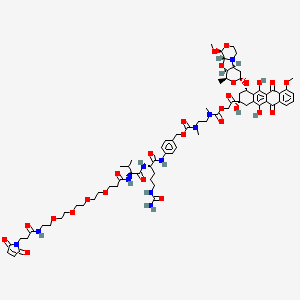 [2-oxo-2-[(2S,4S)-2,5,12-trihydroxy-7-methoxy-4-[[(2S,4R,6S,7S,9R,10S)-10-methoxy-6-methyl-5,8,11-trioxa-1-azatricyclo[7.4.0.02,7]tridecan-4-yl]oxy]-6,11-dioxo-3,4-dihydro-1H-tetracen-2-yl]ethyl] N-[2-[[4-[[(2S)-5-(carbamoylamino)-2-[[(2S)-2-[3-[2-[2-[2-[2-[3-(2,5-dioxopyrrol-1-yl)propanoylamino]ethoxy]ethoxy]ethoxy]ethoxy]propanoylamino]-3-methylbutanoyl]amino]pentanoyl]amino]phenyl]methoxycarbonyl-methylamino]ethyl]-N-methylcarbamate