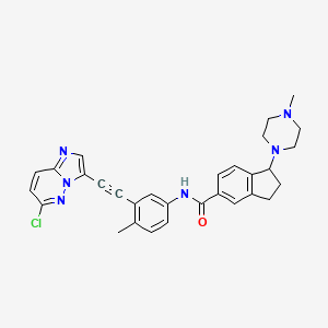 N-[3-[2-(6-chloroimidazo[1,2-b]pyridazin-3-yl)ethynyl]-4-methylphenyl]-1-(4-methylpiperazin-1-yl)-2,3-dihydro-1H-indene-5-carboxamide