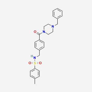 molecular formula C26H29N3O3S B1243035 4-methyl-N-[[4-[oxo-[4-(phenylmethyl)-1-piperazinyl]methyl]phenyl]methyl]benzenesulfonamide 