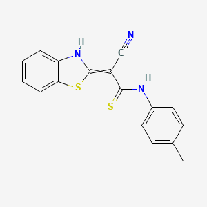 molecular formula C17H13N3S2 B12430462 2-Benzothiazol-2-yl-3-mercapto-3-p-tolylamino-acrylonitrile 