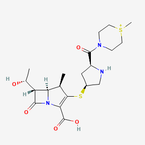 molecular formula C20H30N3O5S2+ B1243048 (4R,5S,6S)-6-[(1R)-1-hydroxyethyl]-4-methyl-3-[(3S,5S)-5-(1-methylthiomorpholin-1-ium-4-carbonyl)pyrrolidin-3-yl]sulfanyl-7-oxo-1-azabicyclo[3.2.0]hept-2-ene-2-carboxylic acid 