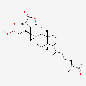 molecular formula C30H42O5 B12430547 10bH-Cyclopenta[7,8]cyclopropa[4,4a]naphtho[2,3-b]furan-10b-propanoic acid, 4-[(1R,4E)-1,5-dimethyl-6-oxo-4-hexenyl]tetradecahydro-3a,6a-dimethyl-10-methylene-9-oxo-, (1aS,3aR,4R,6aS,6bS,7aR,10aR,10bR)- 