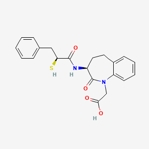 molecular formula C21H22N2O4S B1243057 [(S)-3-((S)-2-Mercapto-3-phenyl-propionylamino)-2-oxo-2,3,4,5-tetrahydro-benzo[b]azepin-1-yl]-acetic acid 