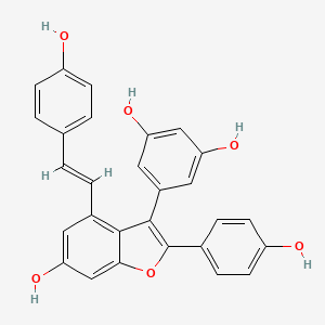 molecular formula C28H20O6 B1243058 2-(4-Hydroxyphenyl)-3-(3,5-dihydroxyphenyl)-4-(4-hydroxystyryl)benzofuran-6-ol 