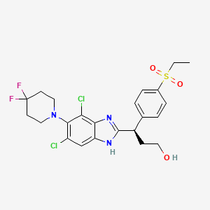 molecular formula C23H25Cl2F2N3O3S B12430605 (3R)-3-[4,6-dichloro-5-(4,4-difluoropiperidin-1-yl)-1H-benzimidazol-2-yl]-3-(4-ethylsulfonylphenyl)propan-1-ol 