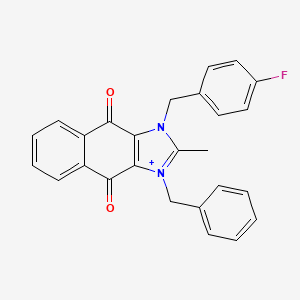 3-Benzyl-1-[(4-fluorophenyl)methyl]-2-methylbenzo[f]benzimidazol-3-ium-4,9-dione