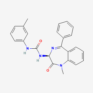 molecular formula C24H22N4O2 B1243071 (3S)-1-Methyl-3-[3-(3-methylphenyl)ureido]-5-phenyl-1H-1,4-benzodiazepin-2(3H)-one CAS No. 118101-08-9