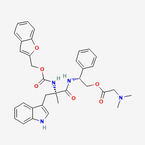 molecular formula C34H36N4O6 B1243077 [(2R)-2-[[(2R)-2-(1-benzofuran-2-ylmethoxycarbonylamino)-3-(1H-indol-3-yl)-2-methylpropanoyl]amino]-2-phenylethyl] 2-(dimethylamino)acetate 