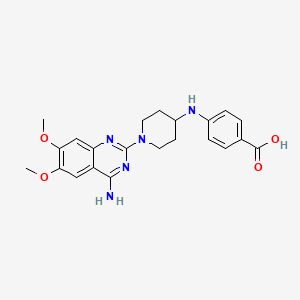 molecular formula C22H25N5O4 B1243103 4-[1-(4-Amino-6,7-dimethoxyquinazolin-2-yl)piperidin-4-ylamino]benzoic acid 