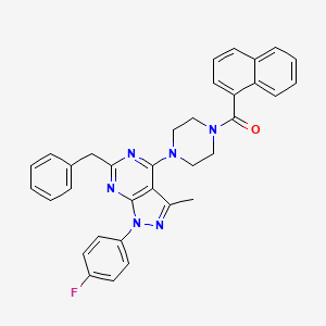 (4-(6-Benzyl-1-(4-fluorophenyl)-3-methyl-1H-pyrazolo[3,4-d]pyrimidin-4-yl)piperazin-1-yl)(naphthalen-1-yl)methanone