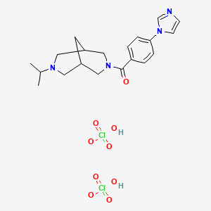 molecular formula C20H28Cl2N4O9 B1243193 3,7-Diazabicyclo[3.3.1]nonane, 3-[4-(1H-imidazol-1-yl)benzoyl]-7-(1-methylethyl)-, diperchlorate 