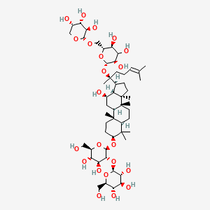 (2S,3R,4S,5S,6R)-2-[(2R,3R,4S,5S,6R)-4,5-dihydroxy-6-(hydroxymethyl)-2-[[(3S,5R,8R,9R,10R,12R,13R,14R,17S)-12-hydroxy-4,4,8,10,14-pentamethyl-17-[(2S)-6-methyl-2-[(2S,3R,5S,6R)-3,4,5-trihydroxy-6-[[(2S,3R,4S,5S)-3,4,5-trihydroxyoxan-2-yl]oxymethyl]oxan-2-yl]oxyhept-5-en-2-yl]-2,3,5,6,7,9,11,12,13,15,16,17-dodecahydro-1H-cyclopenta[a]phenanthren-3-yl]oxy]oxan-3-yl]oxy-6-(hydroxymethyl)oxane-3,4,5-triol