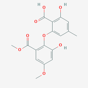 molecular formula C17H16O8 B1243205 2-Hydroxy-6-(2-hydroxy-4-methoxy-6-methoxycarbonylphenoxy)-4-methylbenzoic acid 