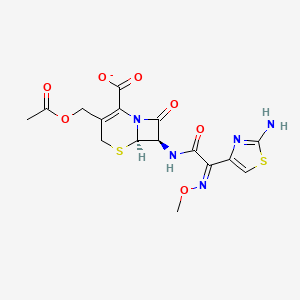 molecular formula C16H16N5O7S2- B1243231 (6R,7R)-3-(acetoxymethyl)-7-{[(2Z)-2-(2-amino-1,3-thiazol-4-yl)-2-(methoxyimino)acetyl]amino}-8-oxo-5-thia-1-azabicyclo[4.2.0]oct-2-ene-2-carboxylate 