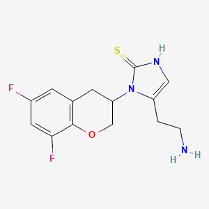 molecular formula C14H15F2N3OS B1243234 4-(2-aminoethyl)-3-(6,8-difluoro-3,4-dihydro-2H-chromen-3-yl)-1H-imidazole-2-thione 