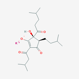 potassium;(4R,5S)-5-hydroxy-2-(3-methylbutanoyl)-4-(3-methylbutyl)-5-(4-methylpentanoyl)-3-oxocyclopenten-1-olate