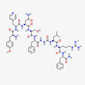 (2S)-2-[[(2R)-2-[[(2R)-2-amino-3-(4-hydroxyphenyl)propanoyl]amino]-3-pyridin-4-ylpropanoyl]amino]-N-[(2S)-1-[[(2S)-1-[2-[[(2S)-1-[[(2S)-1-[[(2S)-1-amino-1-oxo-3-phenylpropan-2-yl]amino]-5-[(N'-methylcarbamimidoyl)amino]-1-oxopentan-2-yl]amino]-4-methyl-1-oxopentan-2-yl]carbamoyl]hydrazinyl]-1-oxo-3-phenylpropan-2-yl]amino]-3-hydroxy-1-oxopropan-2-yl]butanediamide