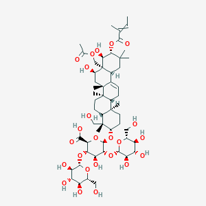 (2S,3S,4S,5R,6R)-6-[[(3S,4S,4aR,6aR,6bS,8R,8aR,9R,10R,12aS,14aR,14bR)-8a-(acetyloxymethyl)-8,9-dihydroxy-4-(hydroxymethyl)-4,6a,6b,11,11,14b-hexamethyl-10-(2-methylbut-2-enoyloxy)-1,2,3,4a,5,6,7,8,9,10,12,12a,14,14a-tetradecahydropicen-3-yl]oxy]-4-hydroxy-3,5-bis[[(2S,3R,4S,5S,6R)-3,4,5-trihydroxy-6-(hydroxymethyl)oxan-2-yl]oxy]oxane-2-carboxylic acid