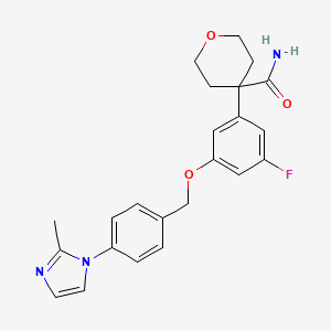 2H-Pyran-4-carboxamide, 4-(3-fluoro-5-((4-(2-methyl-1H-imidazol-1-yl)phenyl)methoxy)phenyl)tetrahydro-