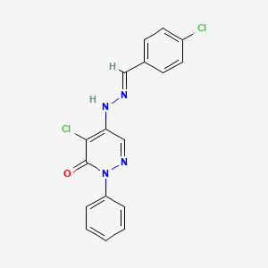 molecular formula C17H12Cl2N4O B1243295 4-氯苯甲醛（5-氯-6-氧代-1-苯基-1,6-二氢哒嗪-4-基）腙 