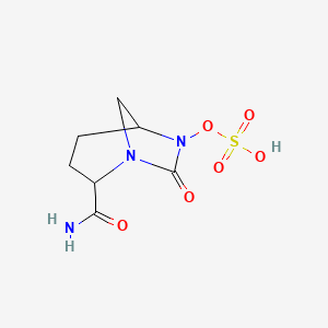 molecular formula C7H11N3O6S B1243299 (2-Carbamoyl-7-oxo-1,6-diazabicyclo[3.2.1]octan-6-yl) hydrogen sulfate 