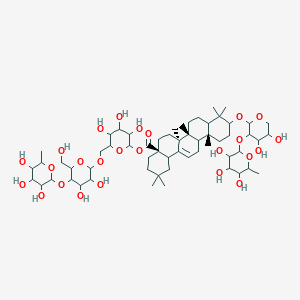 6-({[3,4-dihydroxy-6-(hydroxymethyl)-5-[(3,4,5-trihydroxy-6-methyloxan-2-yl)oxy]oxan-2-yl]oxy}methyl)-3,4,5-trihydroxyoxan-2-yl (4aS,6aS,6bR,12aR)-10-({4,5-dihydroxy-3-[(3,4,5-trihydroxy-6-methyloxan-2-yl)oxy]oxan-2-yl}oxy)-2,2,6a,6b,9,9,12a-heptamethyl-1,3,4,5,6,7,8,8a,10,11,12,12b,13,14b-tetradecahydropicene-4a-carboxylate