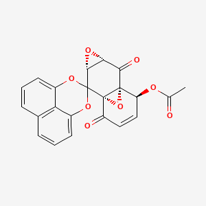 molecular formula C22H14O8 B1243330 (1aR-(1aalpha,2abeta,6alpha,6abeta,7aalpha))-6-(Acetyloxy)spiro(2a,6a-epoxynaphth(2,3-b)oxirene-2(1aH),2'-naphtho(1,8-de)(1,3)dioxin)-3,7(6H,7aH)-dione CAS No. 155321-53-2